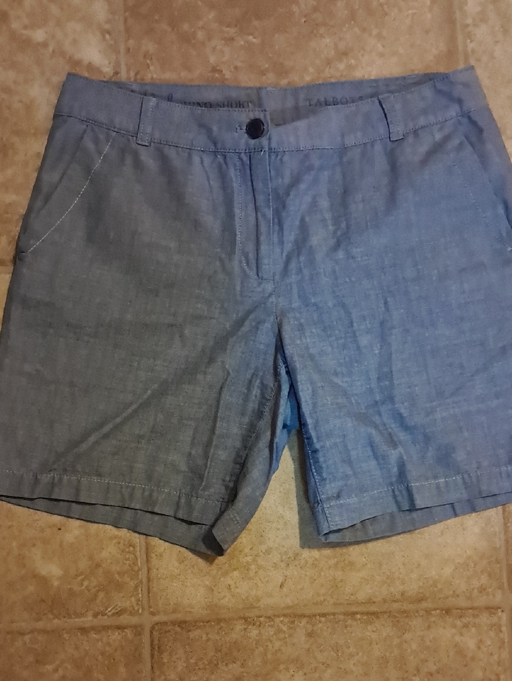 Talbots The Weekend Light Blue Chambray Chino Shorts Pockets Relaxed Lightweight